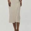 Vila VIOLIVINJA MIDI SKIRT - Wrap Skirt - Natural Melange