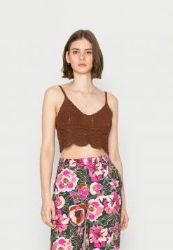 Vila VIMUNO CROP - Top - Chocolate Fondant