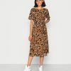 Vila VIEVA AYA O NECK MIDI DRESS - Day Dress - Toasted Coconut Leo Multi Colors