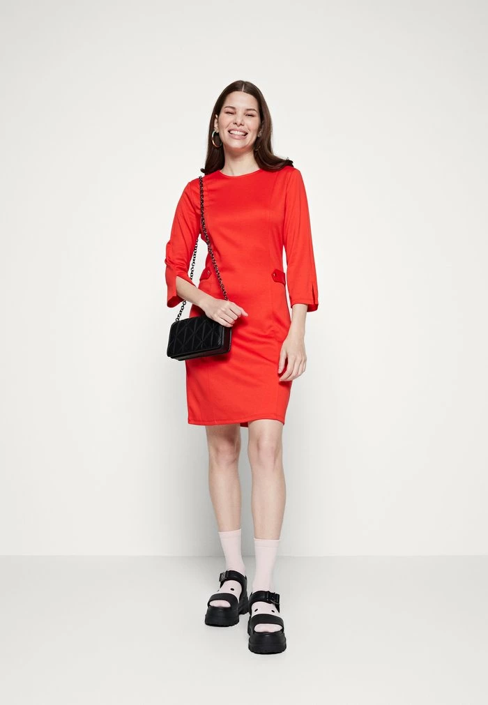 Vila VILILLIE SHORT DRESS - Jersey Dress - High Risk Red 4 Vila VILILLIE SHORT DRESS - Jersey Dress - High Risk Red - Image 2