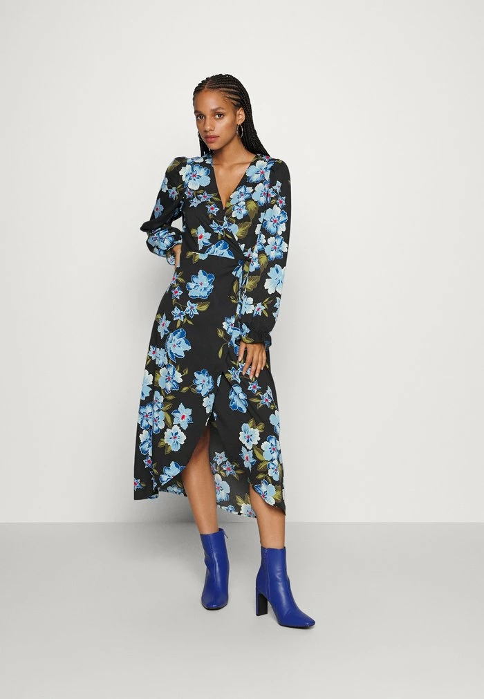 Vila VITINA WRAP DRESS - Maxi Dress - Black/blue 4 Vila VITINA WRAP DRESS - Maxi Dress - Black/blue - Image 2