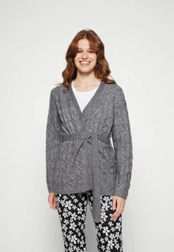 Vila VIELLA LS CABLE KNIT - Cardigan - Medium Grey Melange