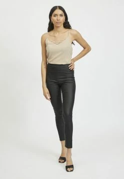 Vila VICOMMIT COATED RWSK PLAIN - Leggings - Trousers - Black -Vila shop eab239a2d662409893a09cd49411da37