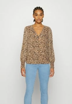 Vila VIADELINE V NECK SMOCK - Long Sleeved Top - Brown