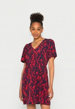 Vila VICHALLE V NECK DRESS - Day Dress - Mars Red/navy