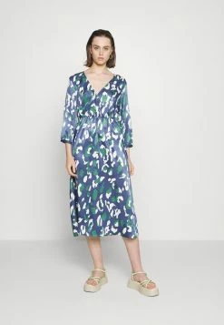 Vila VITONE MIDI WRAP DRESS - Day Dress - Navy Blazer/evergreen