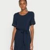 Vila VIAYA TIE BELT SHORT DRESS - Day Dress - Navy -Vila shop f60e8432c5e140d6b93beddcd15de33e