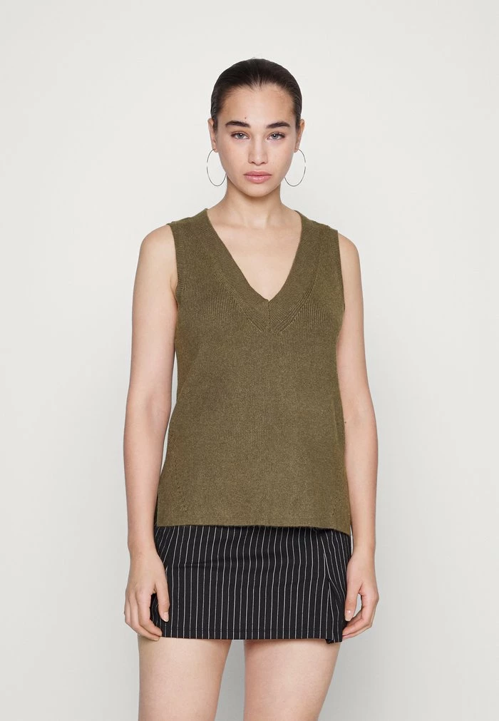 Vila VIRIL V-NECK VEST - Jumper - Mottled Brown 3 Vila VIRIL V-NECK VEST - Jumper - Mottled Brown