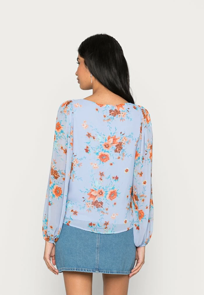 Vila VIJULIETTE V NECK BLOUSE - Blouse - Kentucky Blue/flowers 5 Vila VIJULIETTE V NECK BLOUSE - Blouse - Kentucky Blue/flowers - Image 3
